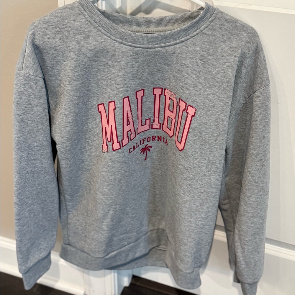 SHEIN BRAND, Gray Distressed Malibu California Sweatshirt, Women's Clothing-SM - Picture 1 of 10